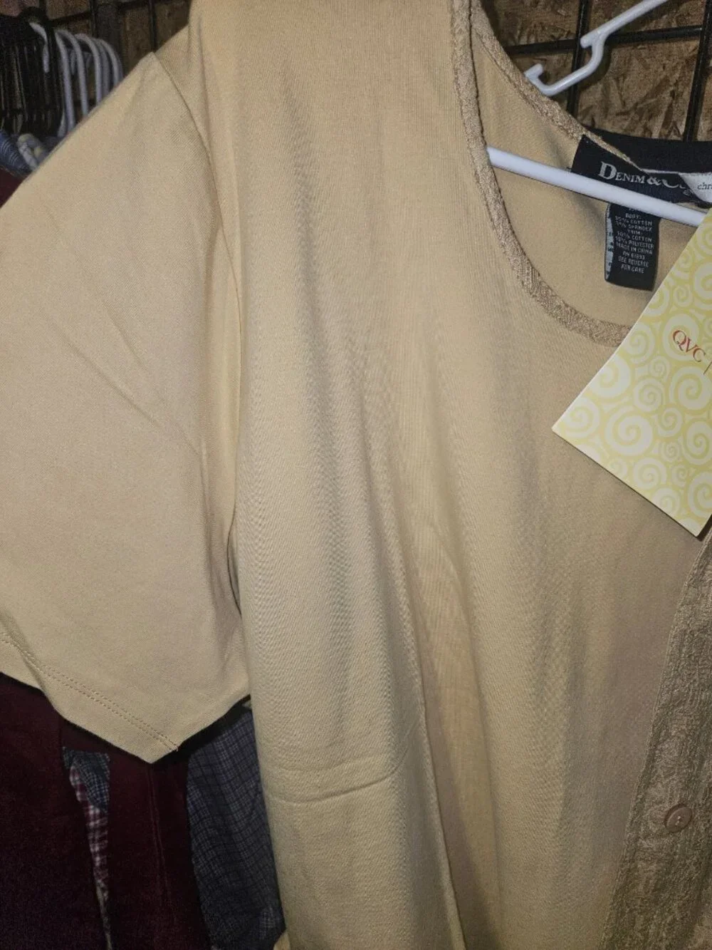 Kim & Co Beige Lace Button-Up Shirt Long Sleeve 2XL